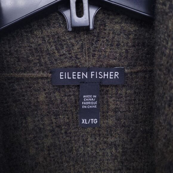 Eileen Fisher Drape Cardigan XL Green Wool Open Front - Picture 8 of 9